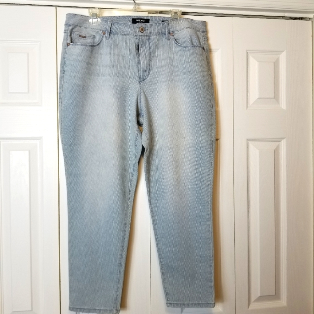 Nine West Pinstripe Gramercy Skinny Ankle Jean